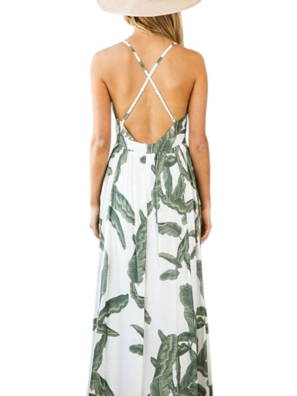 Baevely Miramar Maxi Dress Green Floral Open Back Wedding Guest multiple size - Picture 6 of 7